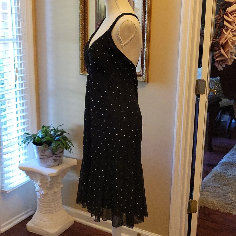 R & M Richards Petite black silver sequin halter dress built in bra 12P …EUC - Picture 4 of 8